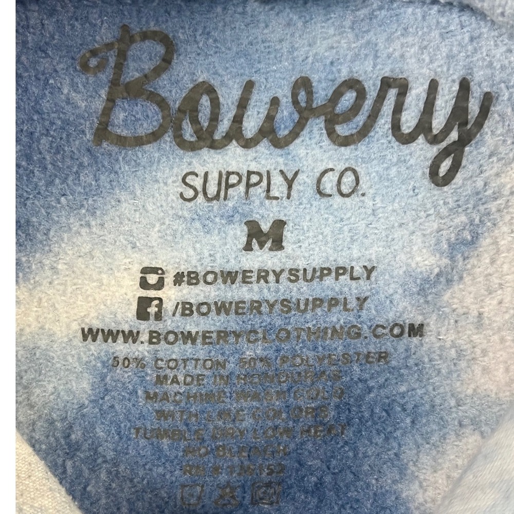 Bowery Supply Co Sweatshirt New York Tie Dye Hoodie Blue‎ White Men Size M - Picture 5 of 7